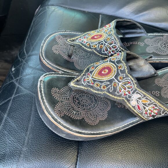 Something Else From Skechers BEADED PLATFORM THONG WOMEN'S 8 Brown - Picture 6 of 8